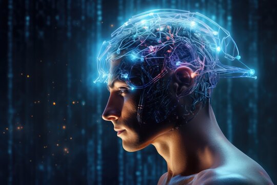Sleep routine, sleep aids treatment. Human Brain sleep technology and environment, sleeping health and quality. Brain waves sleep assessment and physiology research, circadian rhythms deep sleep phase