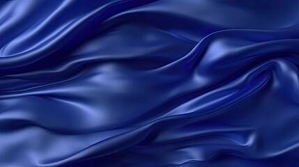 blue silk background,navy blue satin cloth background on dark blue background, blue 3D plain cloth with wrinkles