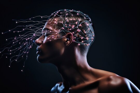 Sleep routine, sleep aids treatment. Human Brain sleep technology and environment, sleeping health and quality. Brain waves sleep assessment and physiology research, circadian rhythms deep sleep phase