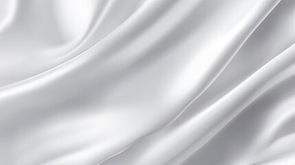 white silk satin fabric with softly wrinkled waves, white 3D plain cloth with wrinkles, luxury white background - obrazy, fototapety, plakaty