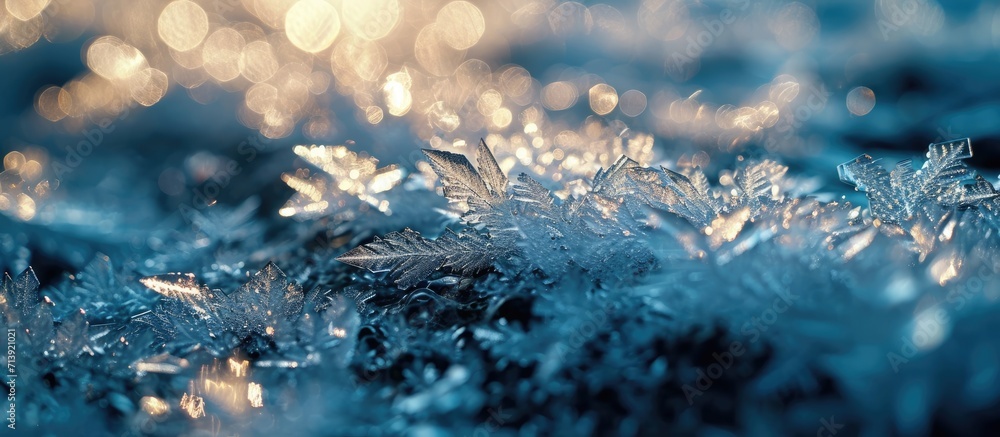 Aufkleber closeup of ice crystals with very shallow dof. creative banner. copyspace image
