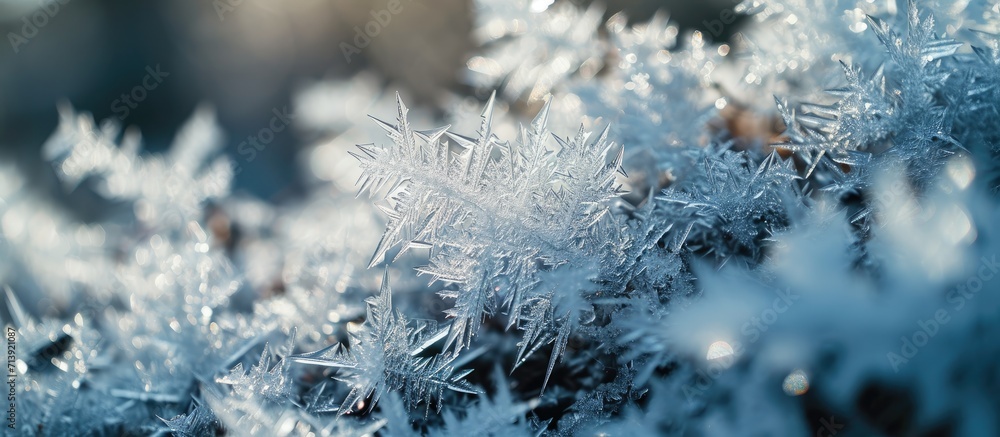Aufkleber closeup of ice crystals with very shallow dof. creative banner. copyspace image