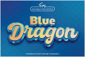 Blue dragon editable text effect template