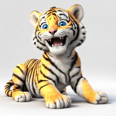 Fototapeta premium 3d render of a cheerful tiger cub in full growth