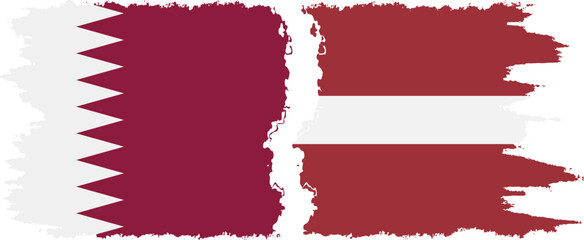 Latvia and Qatar grunge flags connection vector - obrazy, fototapety, plakaty