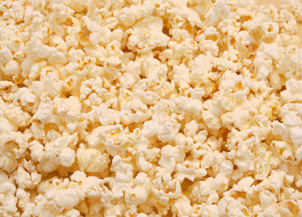 Delicious salty popcorn. Video production. Food and cinema film.