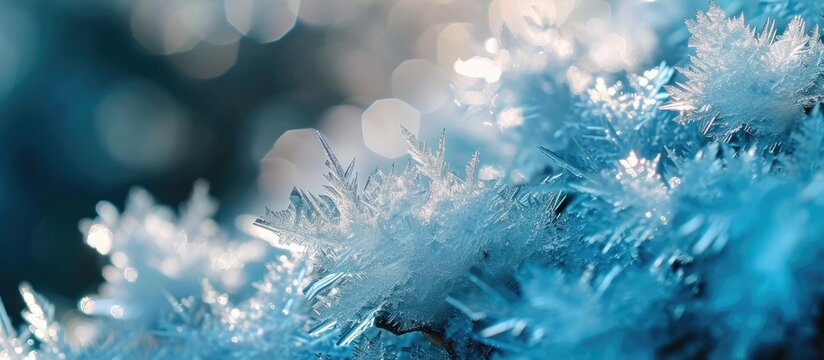 Closeup of ice crystals with very shallow DOF. Creative Banner. Copyspace image