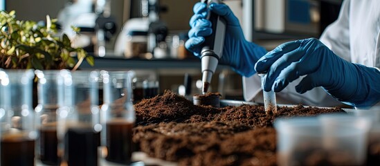 Carbon Monoxide Carbon Monoxide content in soil sample in plastic container Study of agricultural soil in a chemical laboratory. Creative Banner. Copyspace image