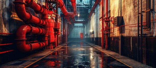 fire extinguishing system industrial fire control system. Creative Banner. Copyspace image