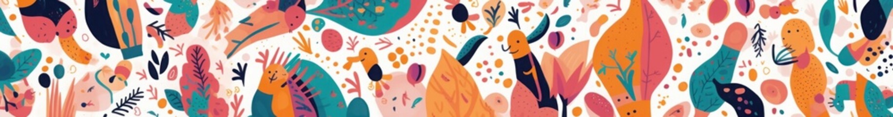 Decorative abstract collection with colorful doodles. Hand-drawn modern illustration, Generative AI  - obrazy, fototapety, plakaty