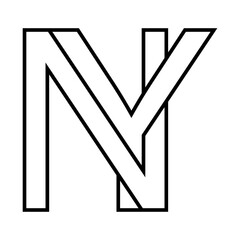 Logo sign ny yn icon double letters logotype n y - obrazy, fototapety, plakaty