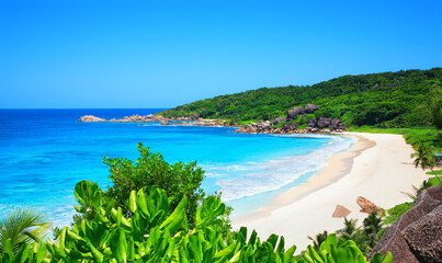 Grande Anse Beach, Island La Digue, Republic of Seychelles, Africa.