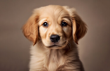 small golden retriever puppy on a light background