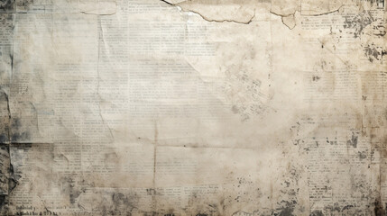 Newspaper paper grunge vintage old aged texture background, generative AI