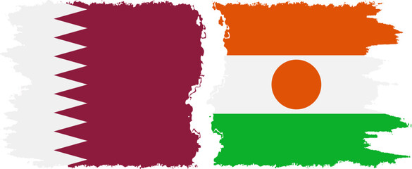 Niger and Qatar grunge flags connection vector - obrazy, fototapety, plakaty