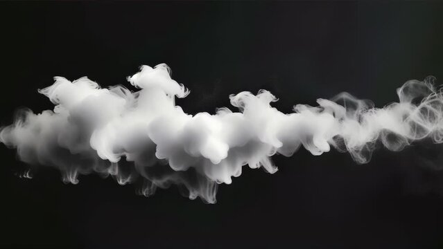 a light and mystical ambiance of white smoke slowly drifting against a black background