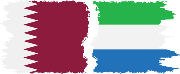 Sierra Leone and Qatar grunge flags connection vector