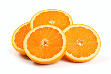 Mandarin fruit slices, isolated white background