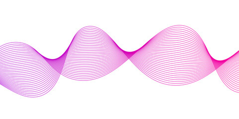 Abstract music wave of many lines. Curve colored lines on white background.Modern technology background, wave design. Vector illustration, pink wave curve lines banner background design.