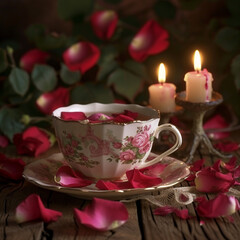 Obraz na płótnie Canvas cup of tea and candle