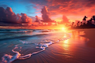 Colorful sunset on the beach