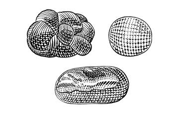 hand drawn vector sketch illustration of fresh bread, bakery, bread.