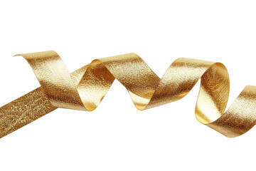 Golden Grace Ribbon Isolated on Transparent Background
