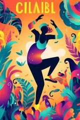 Rio Carnival. Beautiful holiday  illustration with dancing man. Design for holiday, Brazil Carnival or party, Generative AI 