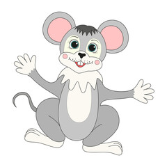 Funny cute mouse cartoon style. Children's illustration. Vector illustration for design and decoration.