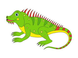 Cute cartoon iguana vector illustration.