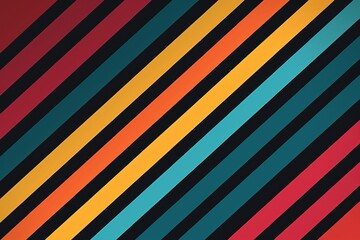 Timeless Retro Stripes: Vintage 70s Style with a Nostalgic Fusion of Colors from the 1970s, 80s, and 90s on a Sleek Black Background