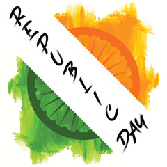 Republic Day Euphoria: Tricolors in Artistic Splendor, Celebrations with our vibrant vector! It showcases India's tricolors in artistic brush strokes, crowned by a 'HAPPY REPUBLIC DAY' banner.