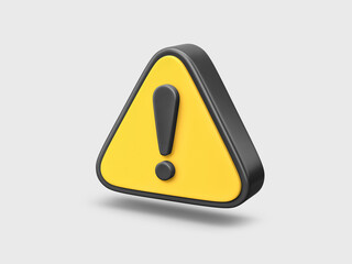 Warning sign with exclamation mark on isolated on gray background. Clipping path included