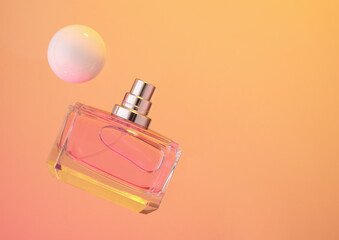 The perfume is open. Nice smell and romance. Copy space for text.