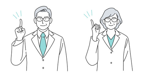 シニア医師の人物イラスト シンプル