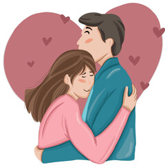 Obraz premium Illustration Valentine couple with Love 