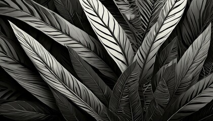 Textures of abstract black leaves for tropical leaf background. Flat lay, dark nature concept, tropical leaf, digital