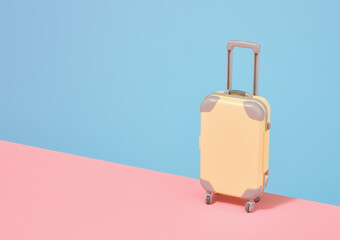 Suitcase for things. Travel, vacation, clothes storage. Copy space for text.