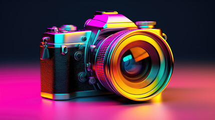 Neon color camera abstract art
