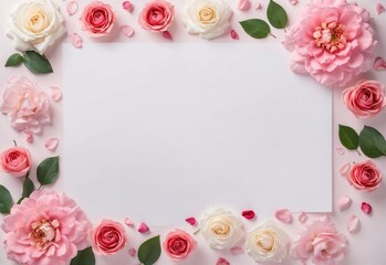 Lots of roses. Empty space, top view, flat lay.