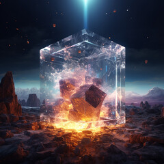 3d render of a cube created with a Generative Ai