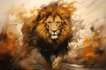Noble lion watercolor