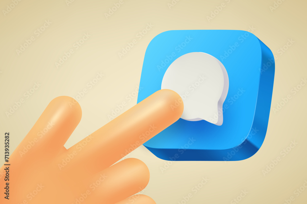 Aufkleber Hand pressing button with message sign. 3d vector illustration
