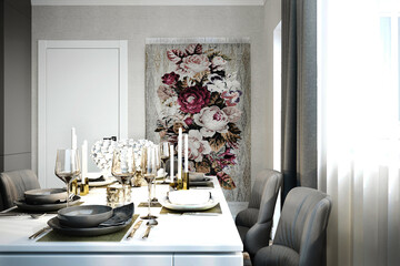 3d rendering contemporary modern interior design