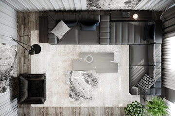 3d rendering contemporary modern interior design