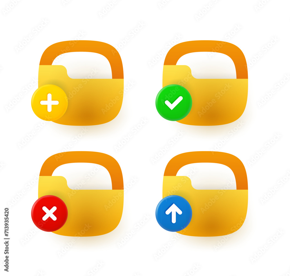 Aufkleber File folder icon set with different pictograms. 3d vector icons set