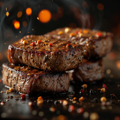 Juicy grilled beef isolated in studio