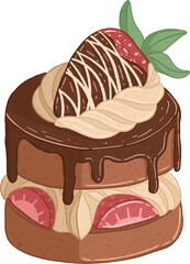 Chocolate Strawberry Cake Illustration