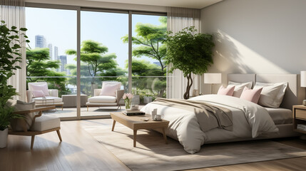 3D rendering bed room, so comfortable.