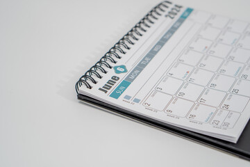 Desk calendar of 2024. June page of a calendar on a white background. Business idea. Planning idea. 